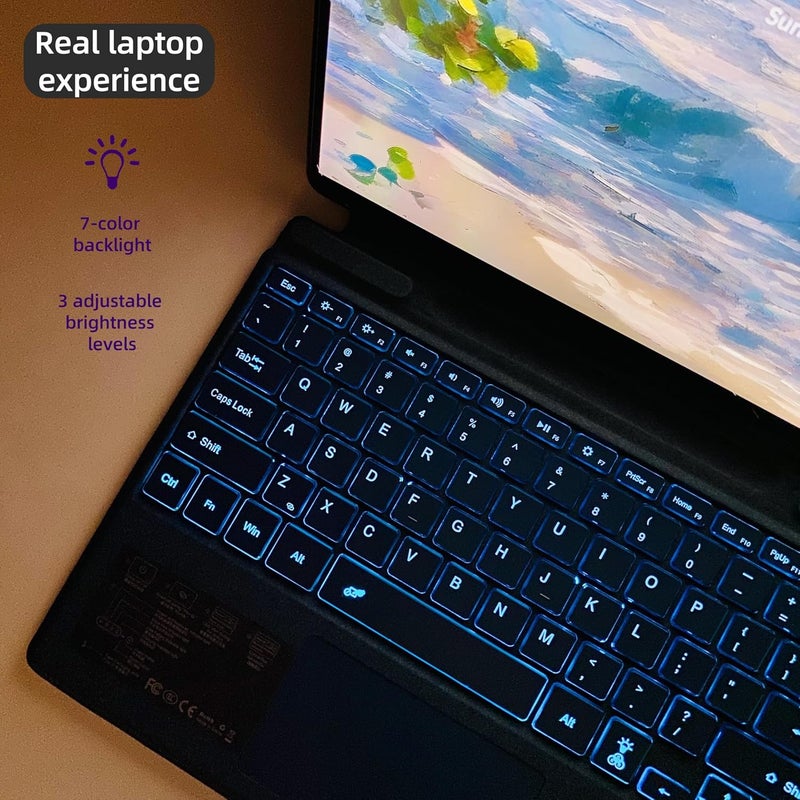 Zoof Keyboard for Microsoft Surface Pro Copilot+ (11th Edition) / Pro 11 / Pro 10 / Pro 9 / Pro 8 / Pro X, 13 inch, Detachable Type Cover with Touchpad, 7-Color Backlit & Pen Holder (Black) - Image 4